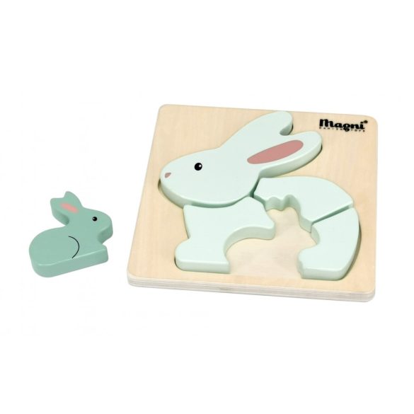 Fa formabeillesztő puzzle Nyuszik, pasztell zöld Magni