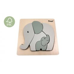   Fa formabeillesztő puzzle Elefántok, pasztell szürke Magni