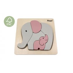   Fa formabeillesztő puzzle Elefántok, pasztell rózsaszín Magni